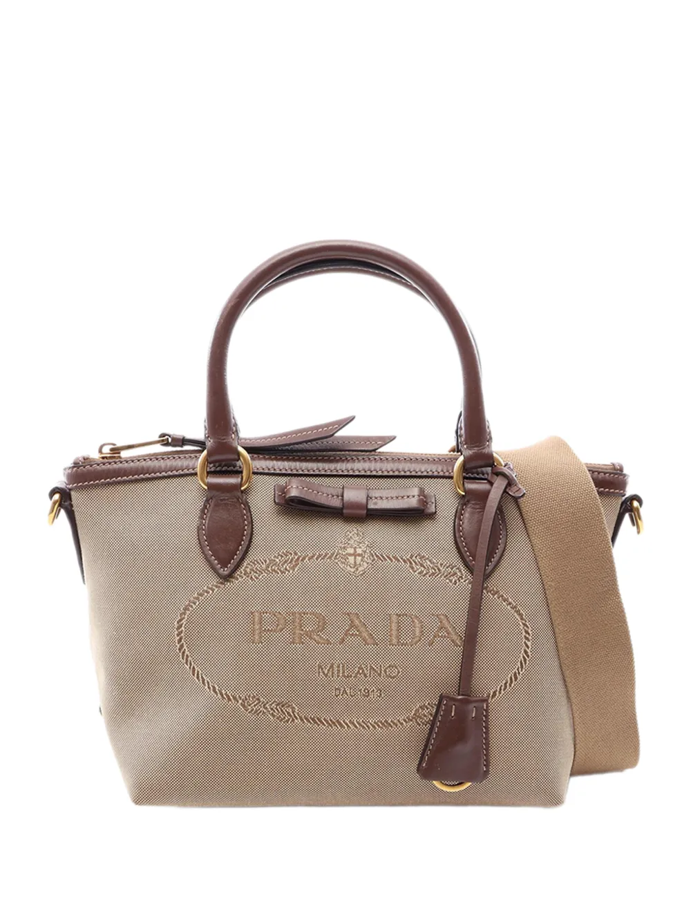 Prada Pre-Owned Borsa a tracolla Canapa Logo in tela 2013-2026 - Toni neutri