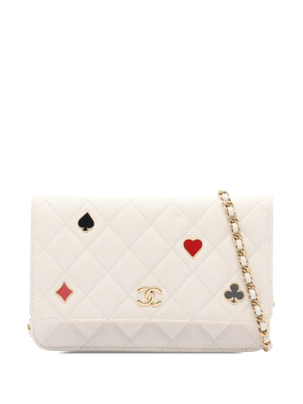 CHANEL Pre-Owned 2021-2026 CC Quilted Caviar Coco Casino Wallet on Chain crossbody bag - Bianco