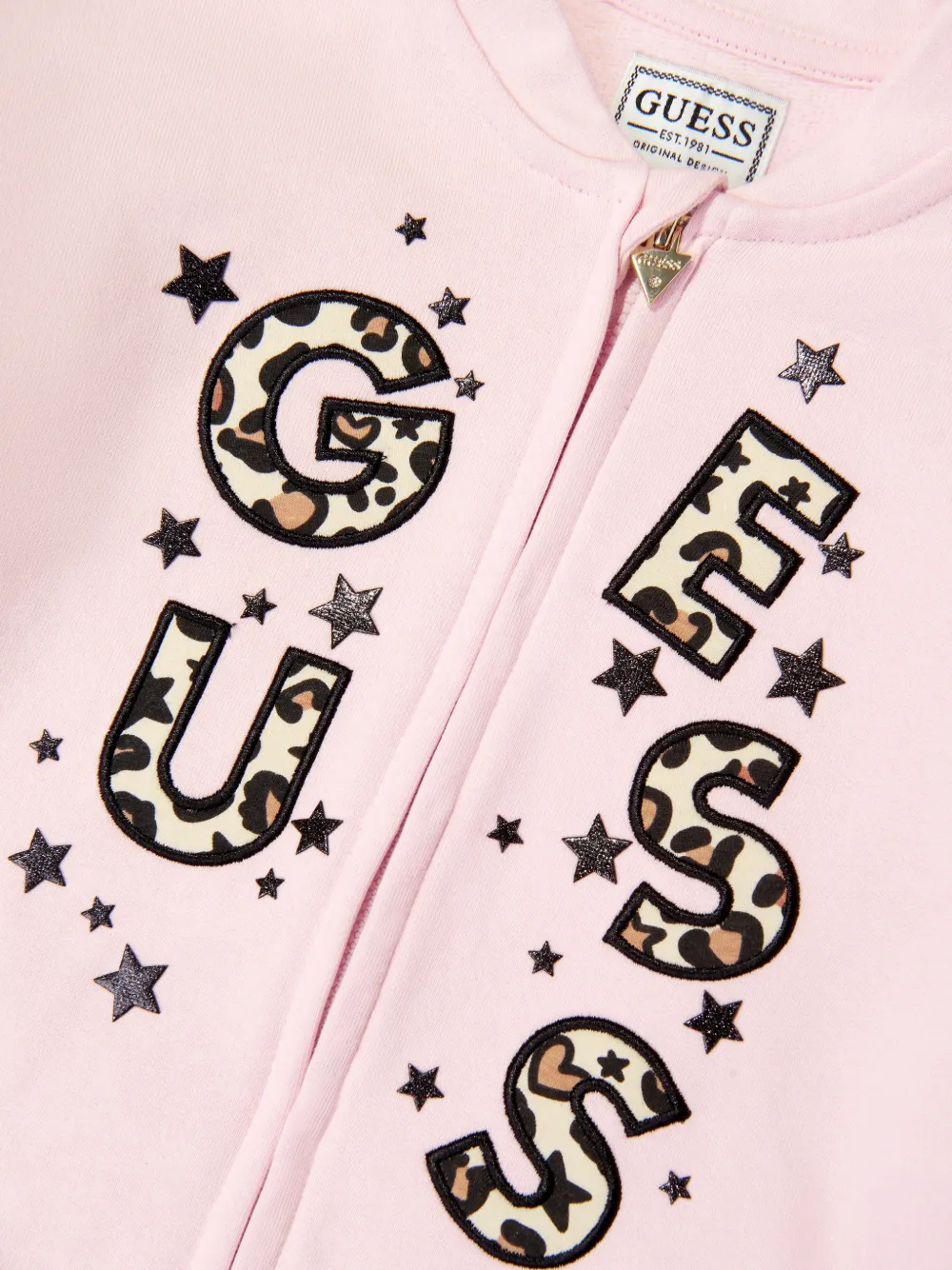 guess kids Sweater met luipaard-print en ruches Roze