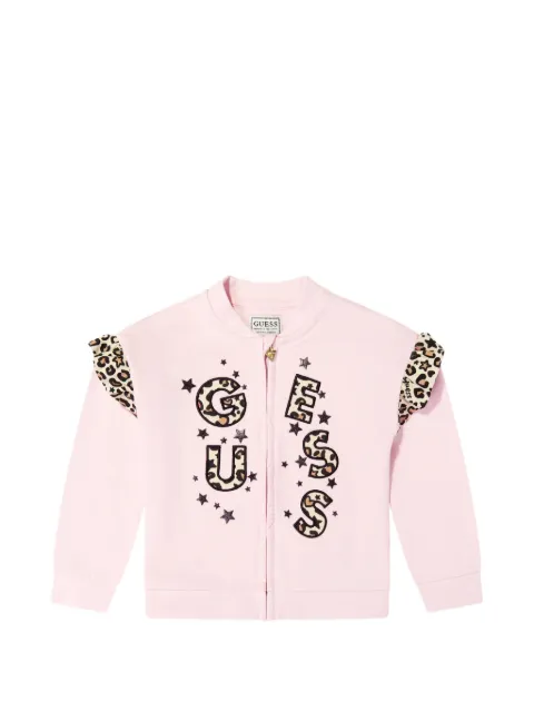 guess kids leopard-print ruffled sweatshirt