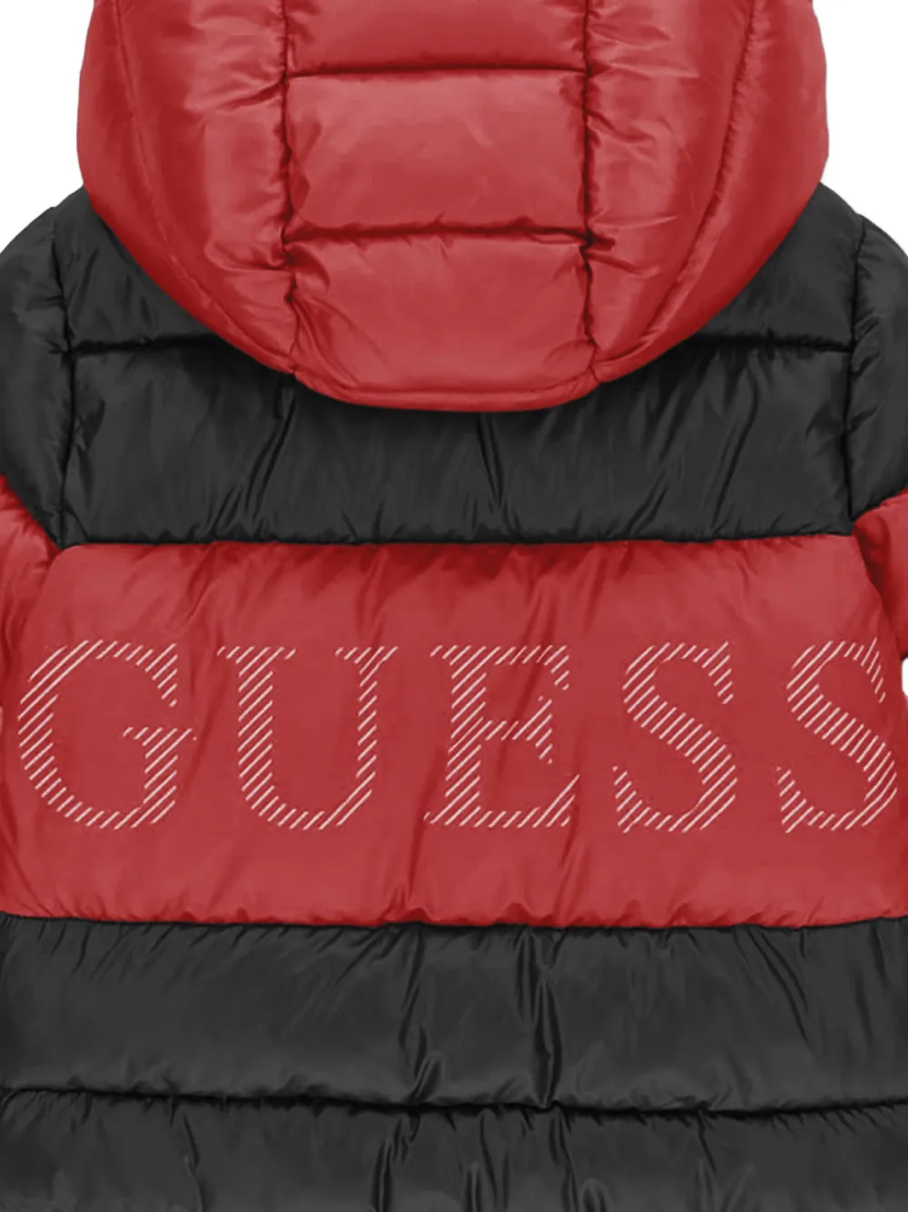 guess kids logo-print hooded puffer jacket Zwart