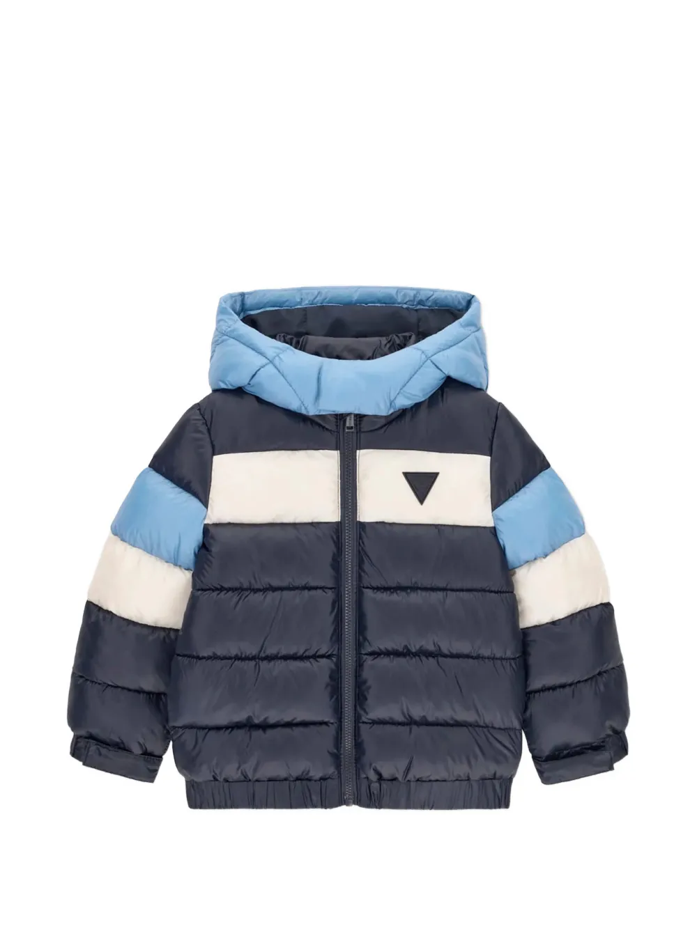 guess kids logo-print hooded puffer jacket - Blau