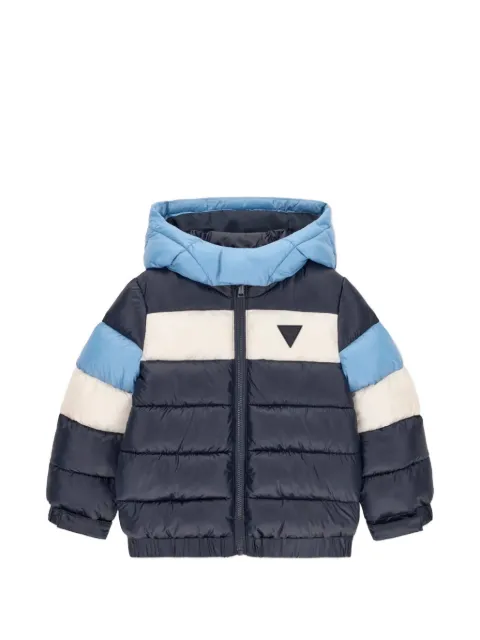 guess kids logo-print hooded puffer jacket