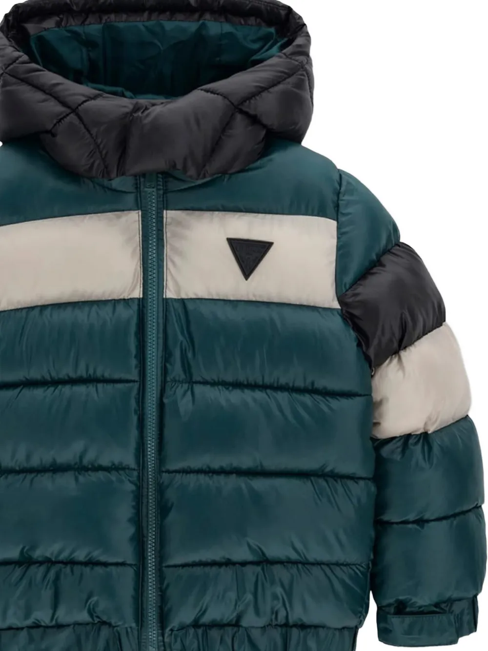 guess kids logo-print hooded puffer jacket Groen