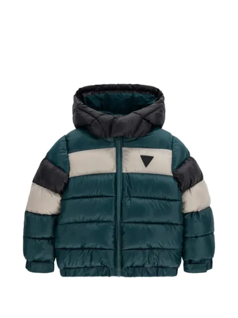 guess kids logo-print hooded puffer jacket