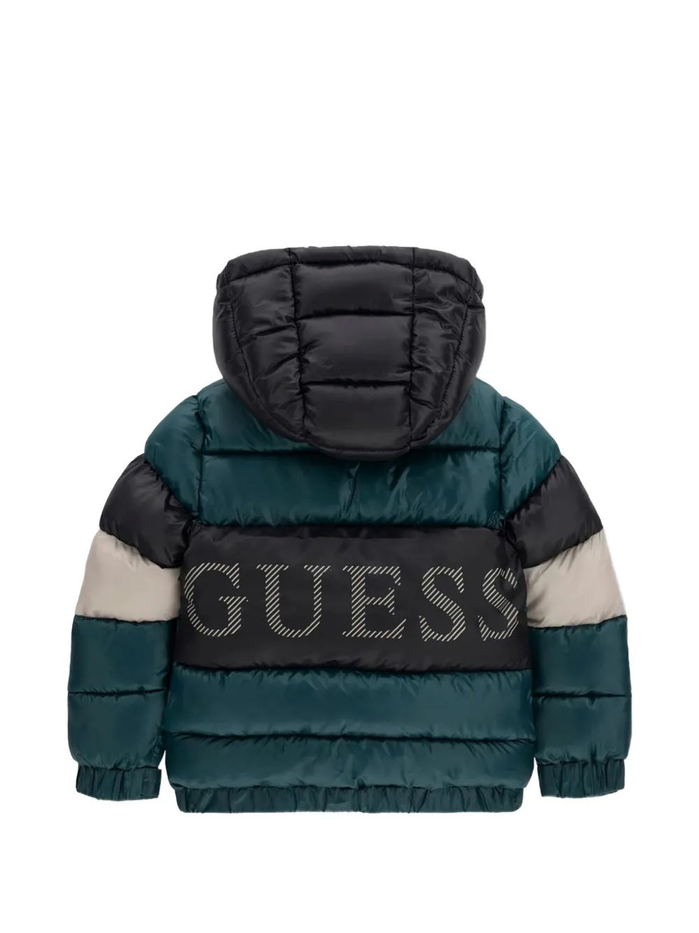 guess kids colour-block quilted jacket Groen