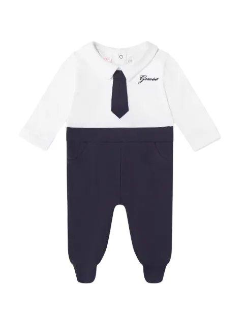 guess kids logo-embroidered tie-detail pajamas