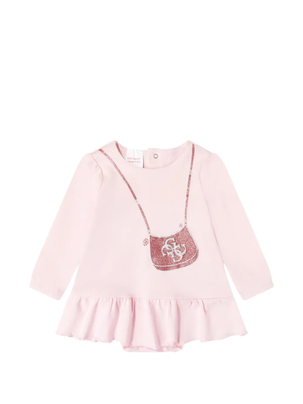 guess kids robe évasée à détails pailletés - Rose