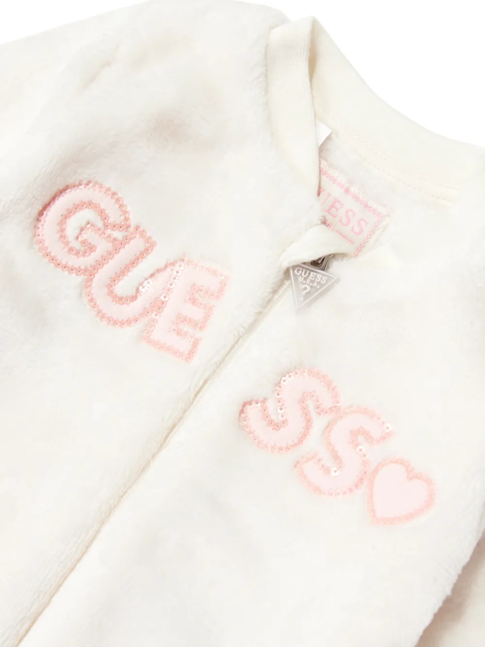 guess kids Fleece pyjama met logo van pailletten Beige