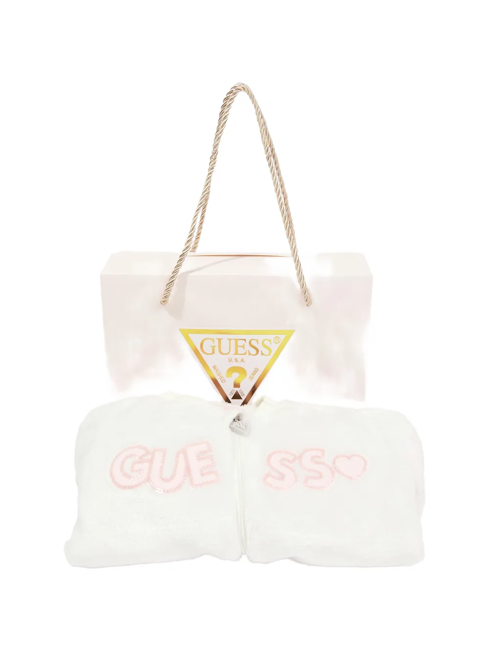 guess kids Fleece pyjama met logo van pailletten Beige