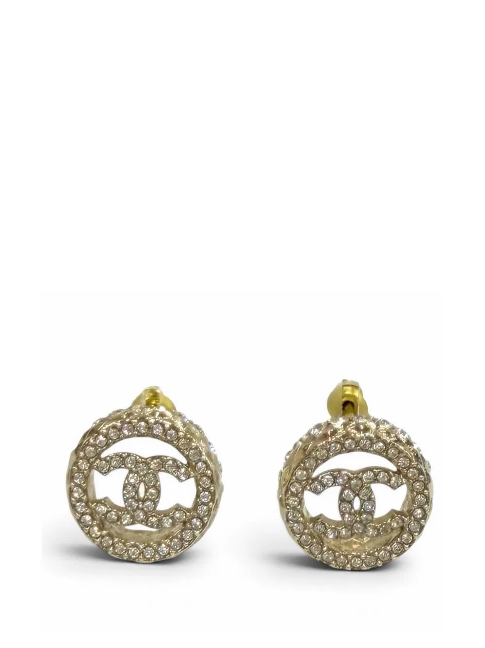 CHANEL Pre-Owned Orecchini tondi CC placcati oro con strass 2022