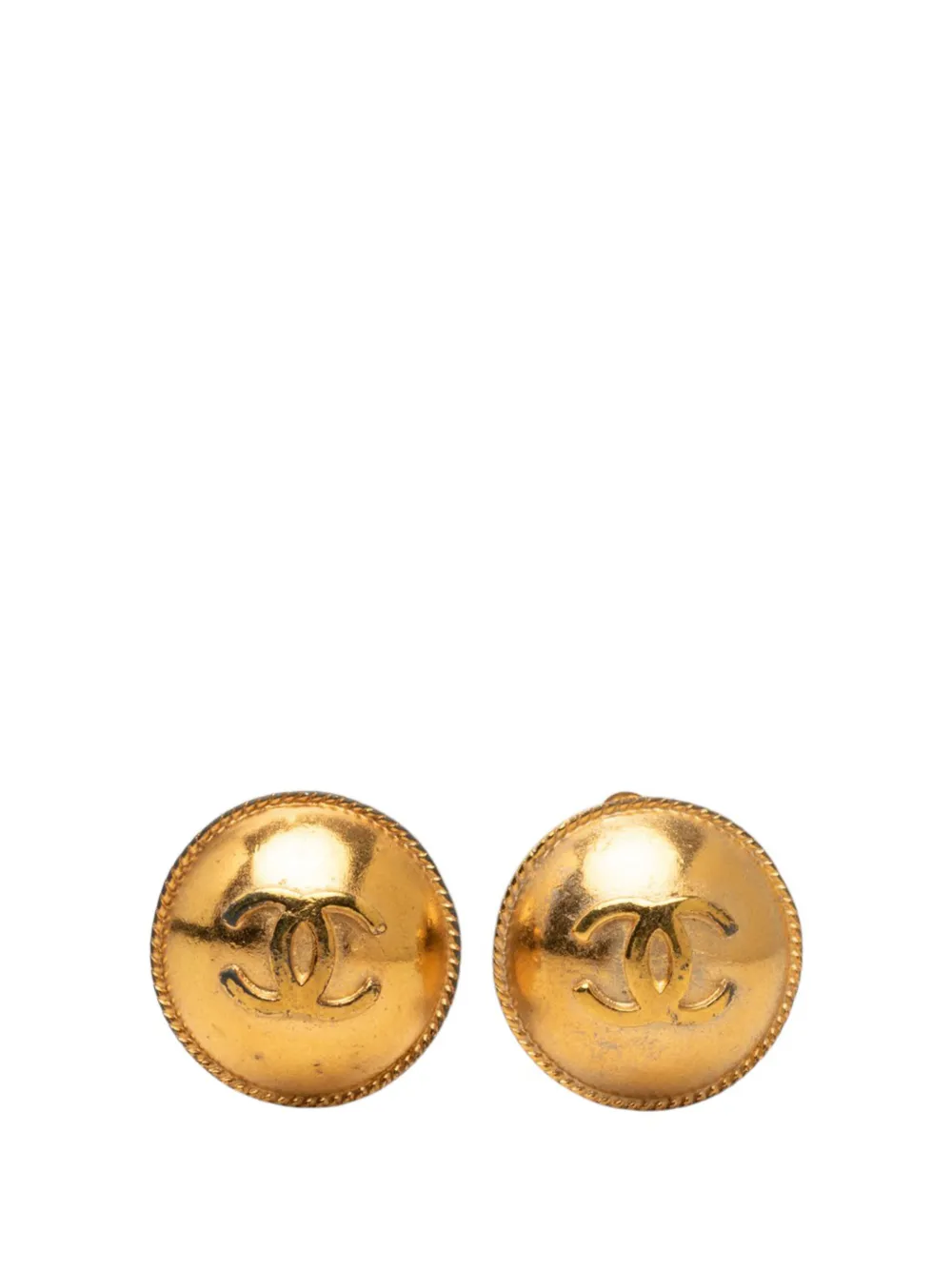 CHANEL Pre-Owned 1995 CC Gold Plated Button Clip on Earrings costume earrings - Oro