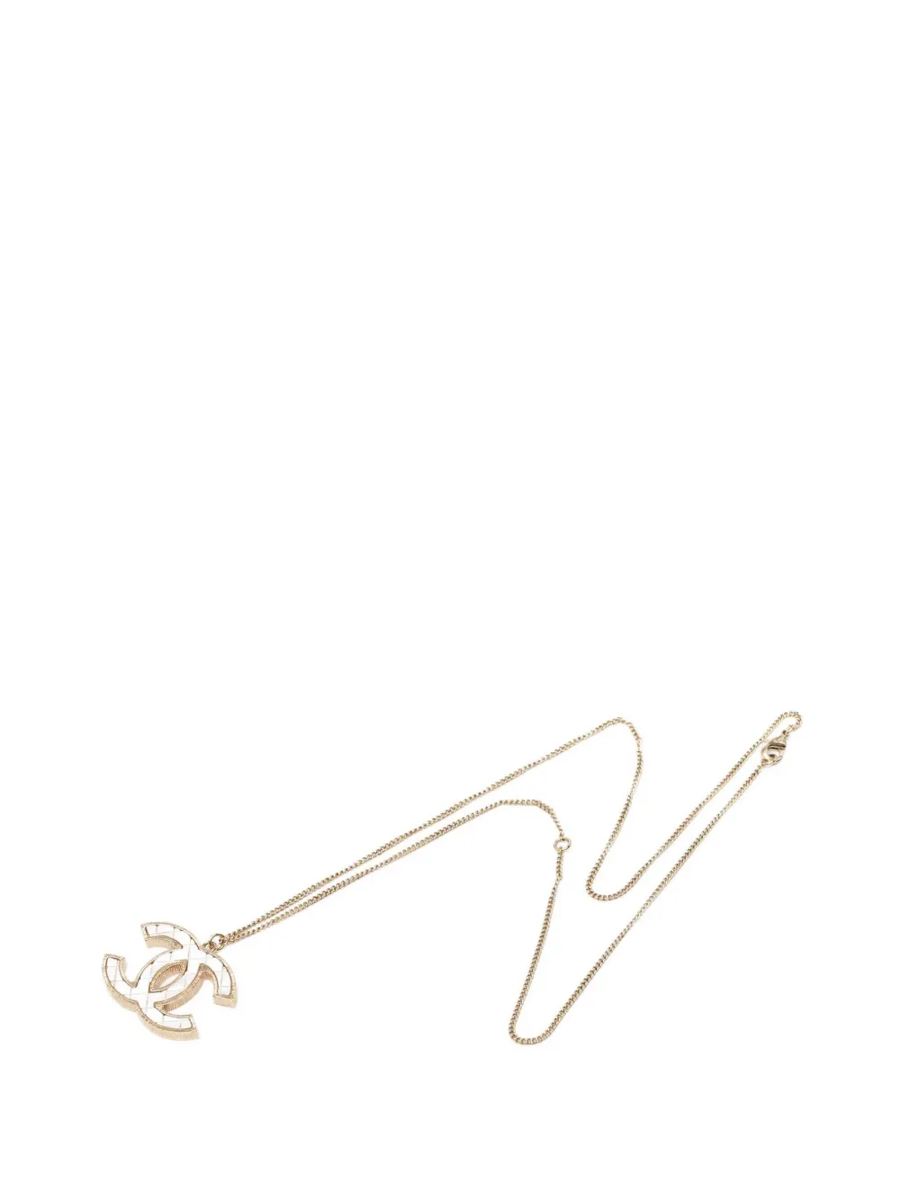 CHANEL Pre-Owned 2017 CC Gold Plated Quilted Pendant Necklace costume necklace - Oro