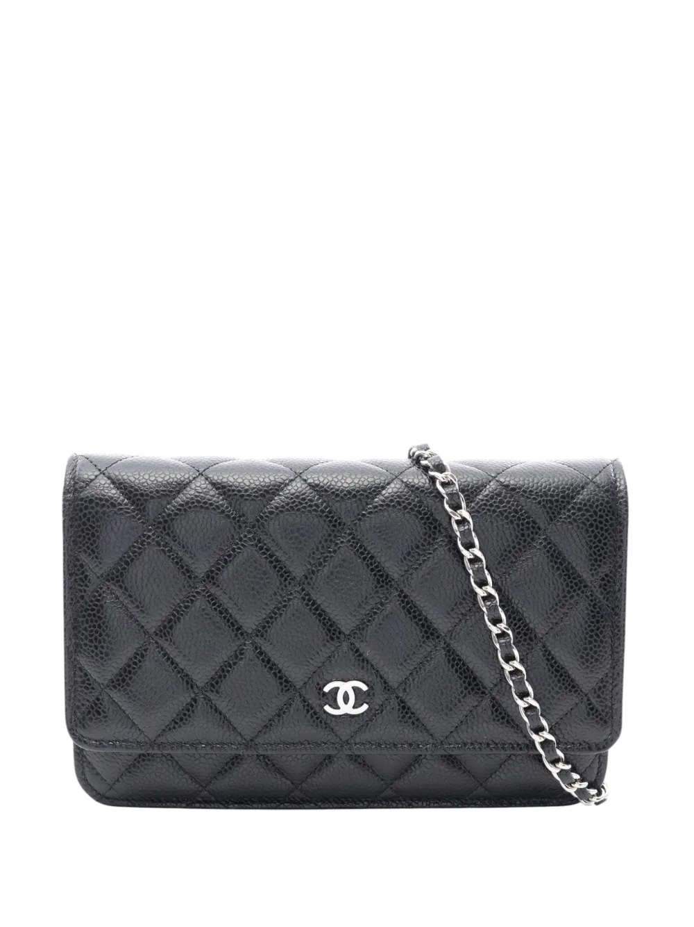 CHANEL Pre-Owned 2021-2026 CC Quilted Caviar Wallet on Chain crossbody bag - Nero