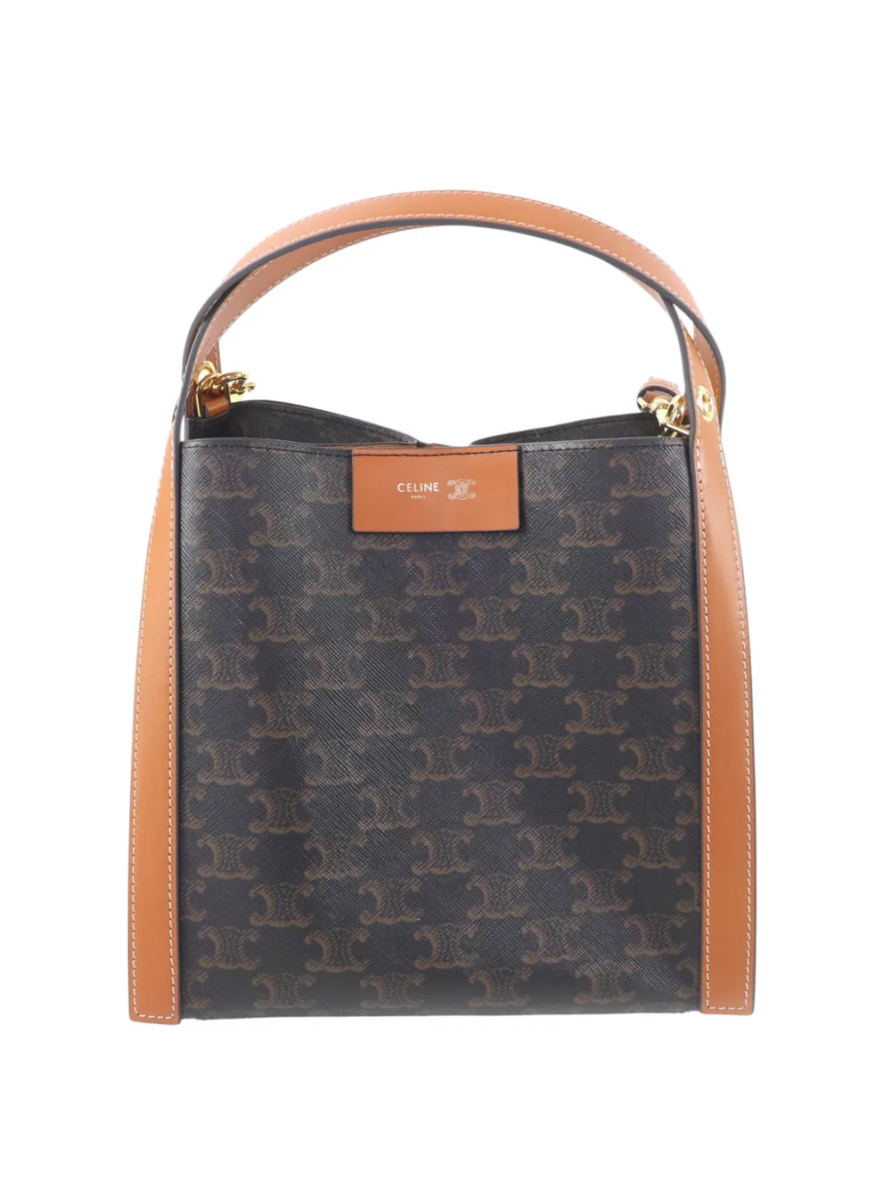 Celine Pre-Owned 2025 Small Triomphe Coated Canvas Cube satchel - Nero
