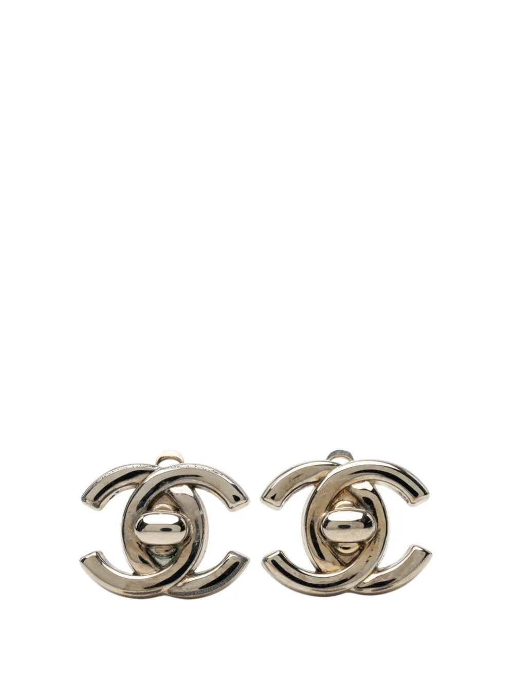 CHANEL Pre-Owned 1996 CC Brass Turn Lock Clip On Earrings costume earrings - Argento