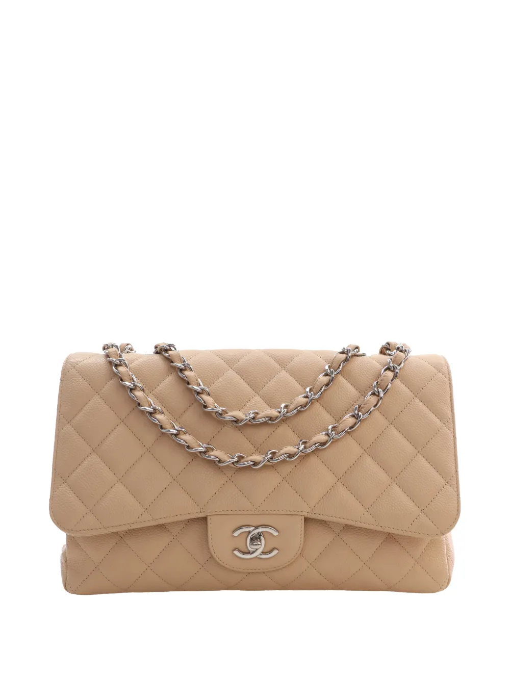 CHANEL Pre-Owned 2009-2010 Jumbo Classic Caviar Single Flap shoulder bag - Toni neutri