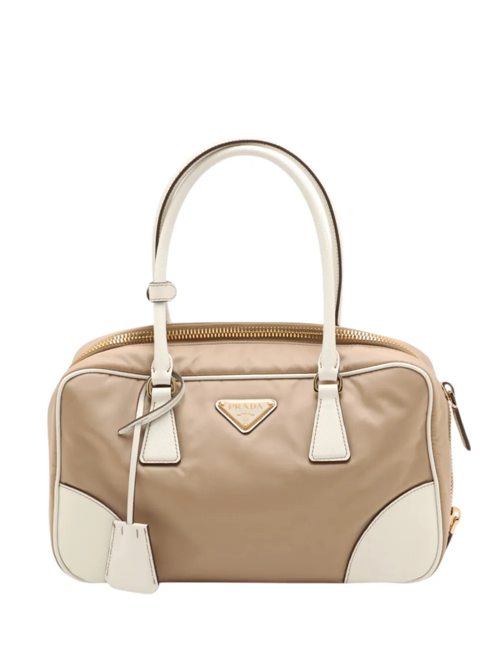 Prada Pre-Owned 2013-2026 Medium Saffiano Trimmed Re Nylon Re Edition 1978 Handbag satchel - Bianco