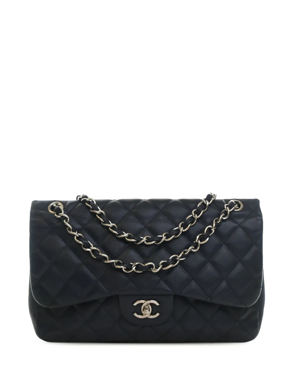 CHANEL Pre-Owned Borsa a spalla Jumbo classica in pelle Caviar con battente 2011 - Nero