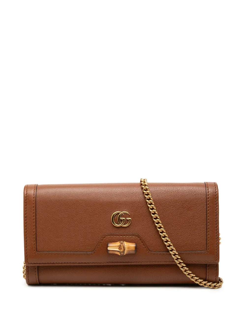 Gucci Pre-Owned 2000-2015 Calfskin Bamboo Diana Wallet on Chain crossbody bag - Marrone