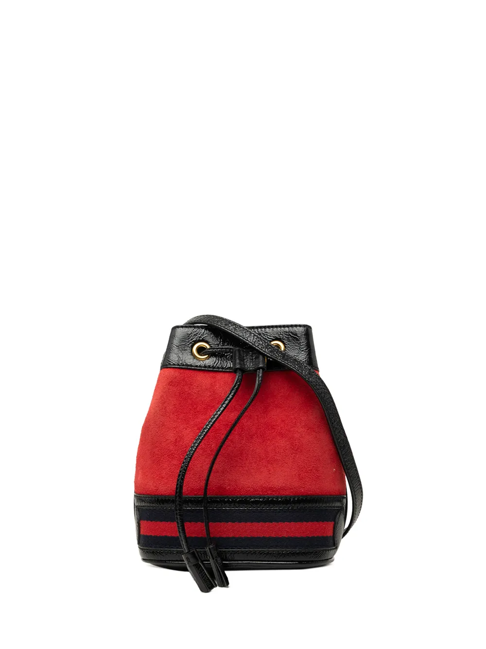 Gucci Pre-Owned Borsa a secchiello Ophidia mini in pelle scamosciata e lucida con decorazione Web 2016-2026 - Rosso