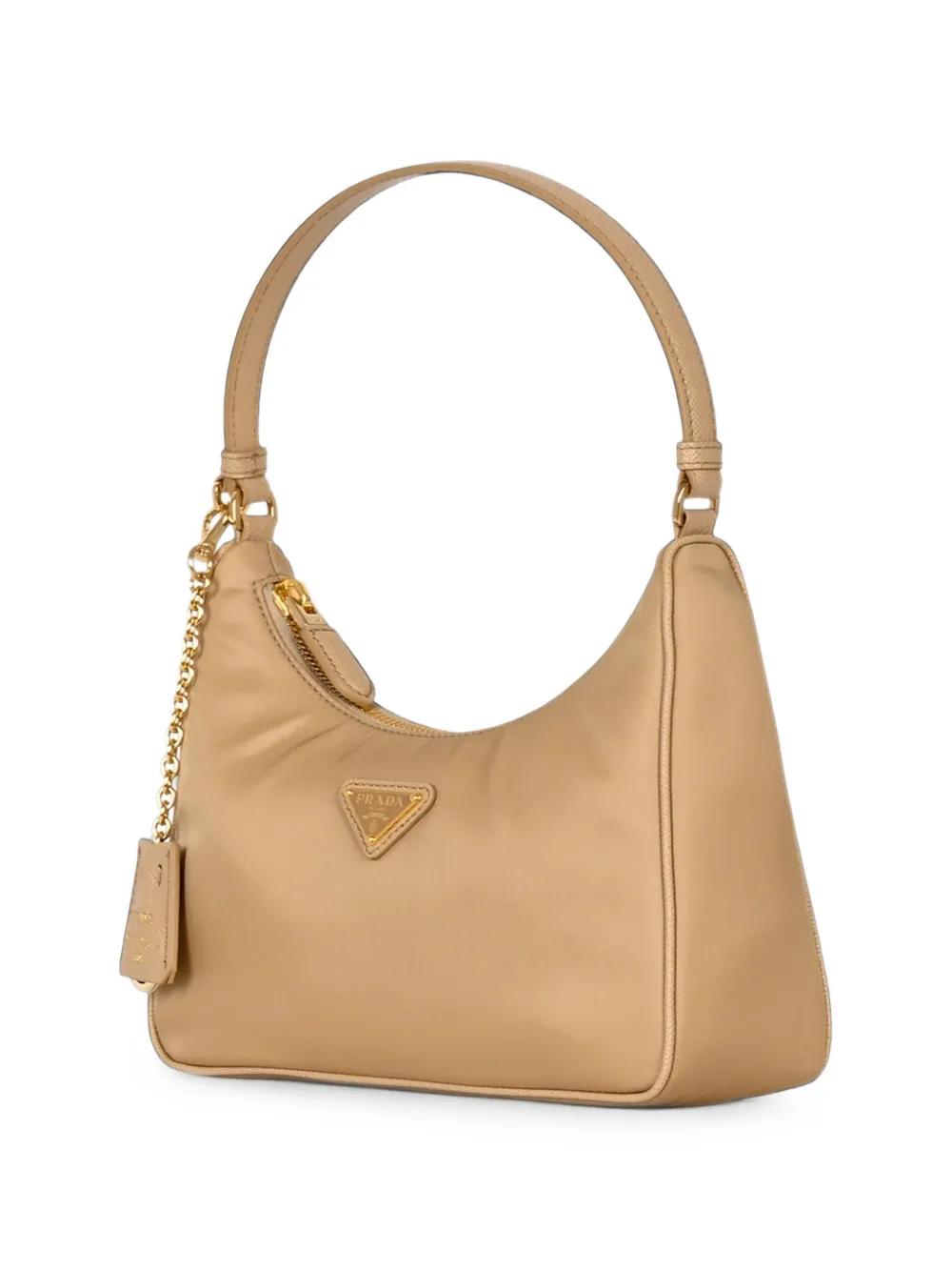 Prada Schoudertas met logo-applicatie Beige