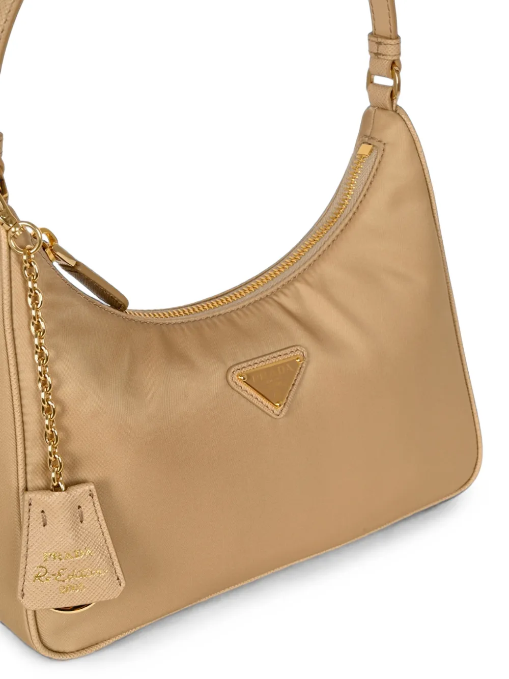 Prada Schoudertas met logo-applicatie Beige