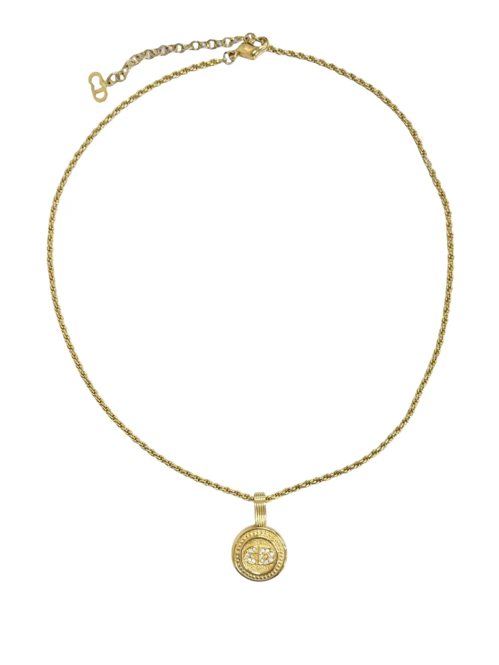 Christian Dior Pre-Owned 1980-1990 Gold Plated Strass CD Logo Pendant Necklace costume necklace - Oro