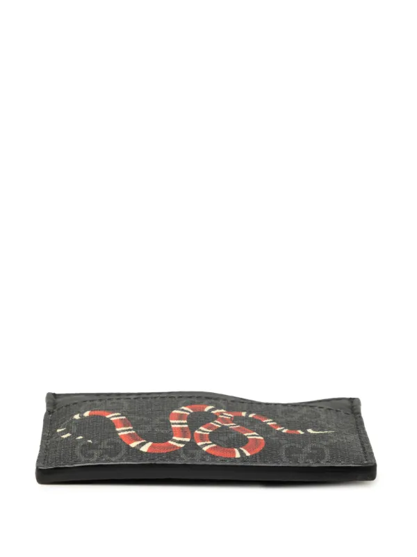 Gucci Pre-Owned 2016-2022 GG Supreme Kingsnake Card Holder | Grey