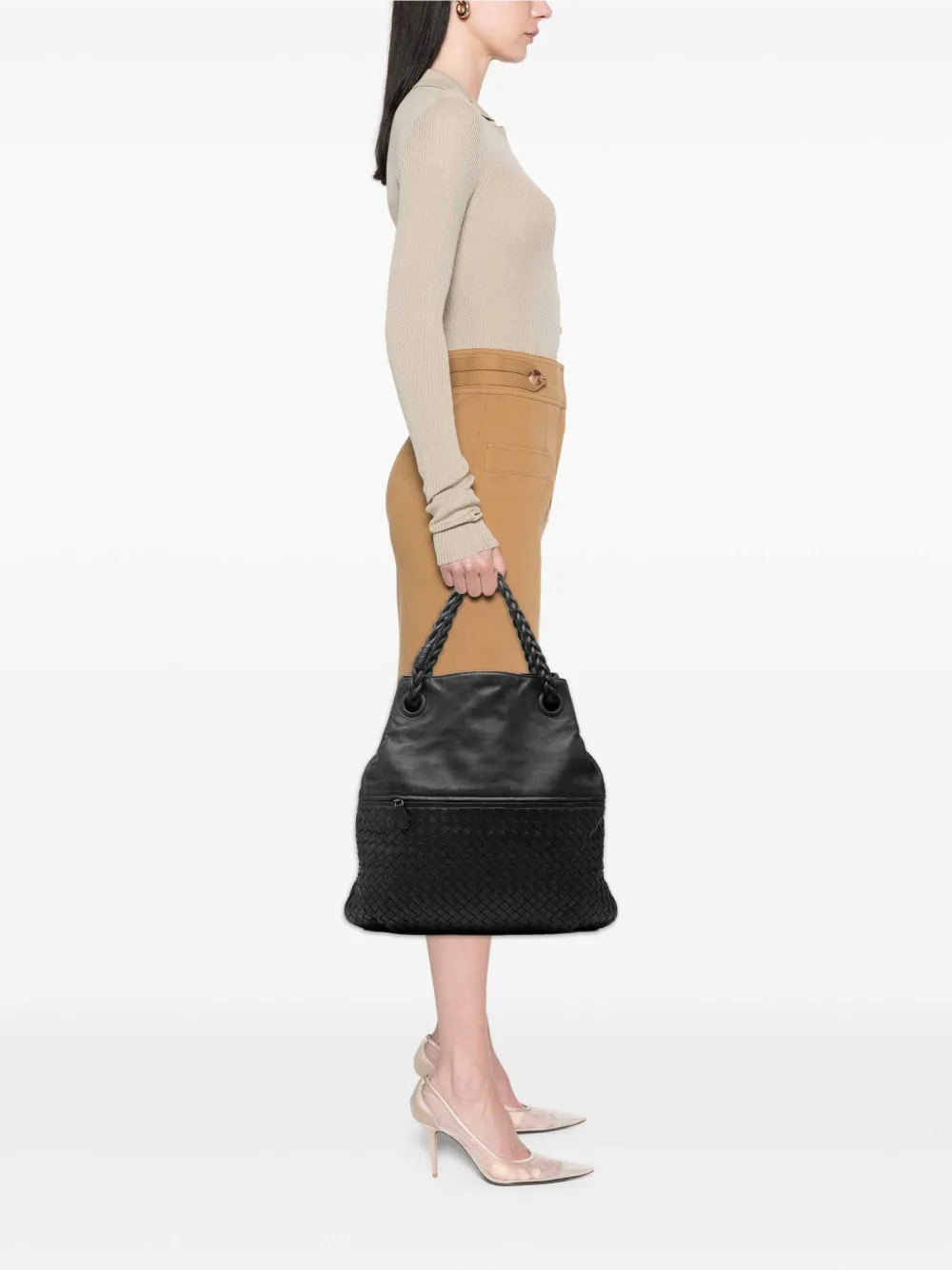 Bottega Veneta Pre-Owned 2012-2026 Nappa Intrecciato Julie shopper Zwart