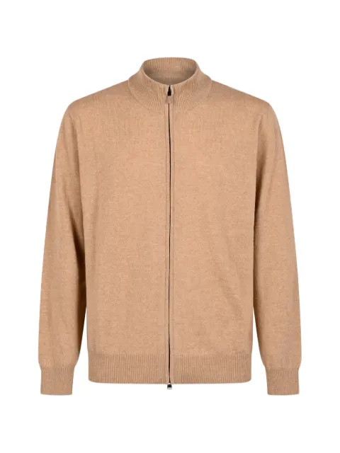 Canali zip-up ribbed-trim cardigan