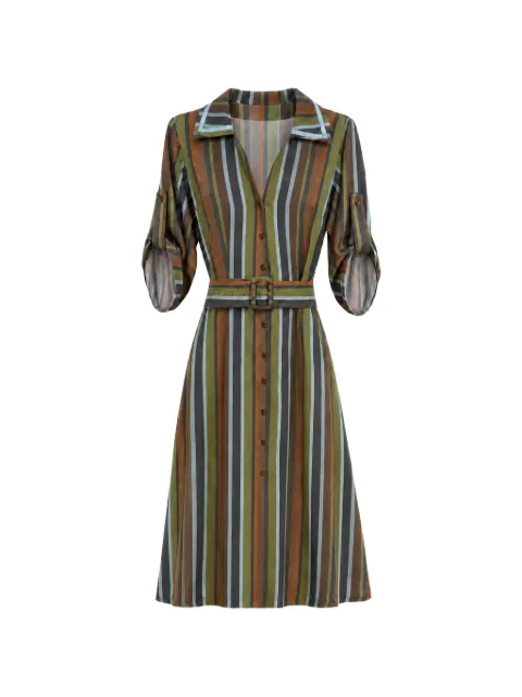 Isolda Afternoon Tea striped belted midi dress