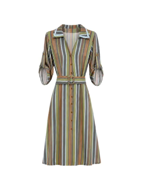 Isolda Afternoon Tea striped belted midi dress