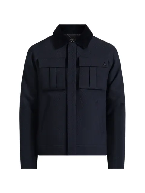 Manière De Voir twill trucker jacket with velvet collar - navy