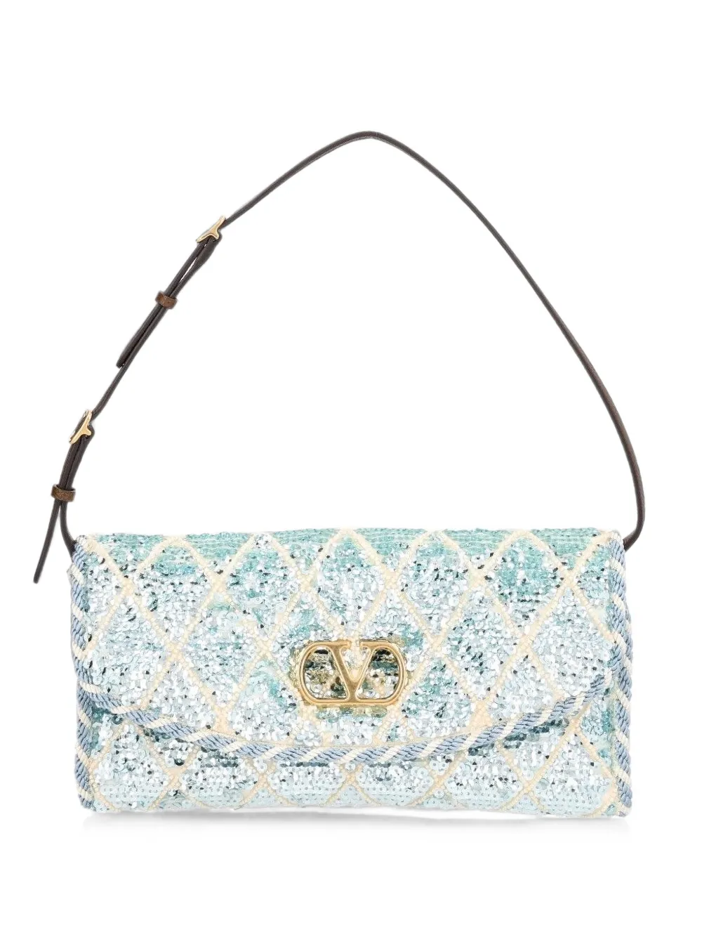 Valentino Garavani Devain small shoulder bag with rhombelle embroidery - Blu