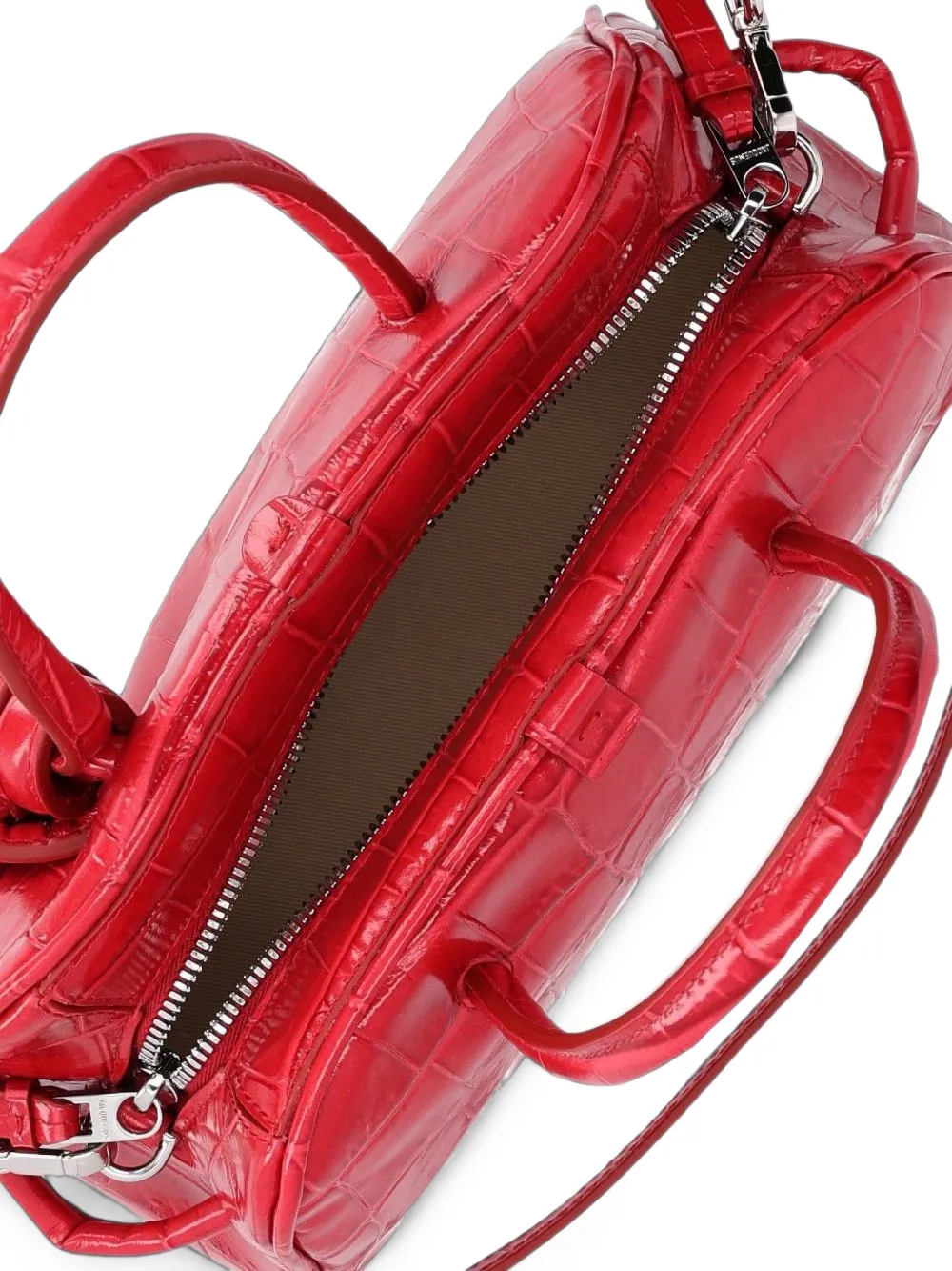 Jacquemus Kleine Le Turismo leren clutch met krokodillen-reliëf Rood
