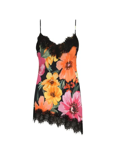 Triya Blusa Cassandra floral com acabamento de renda