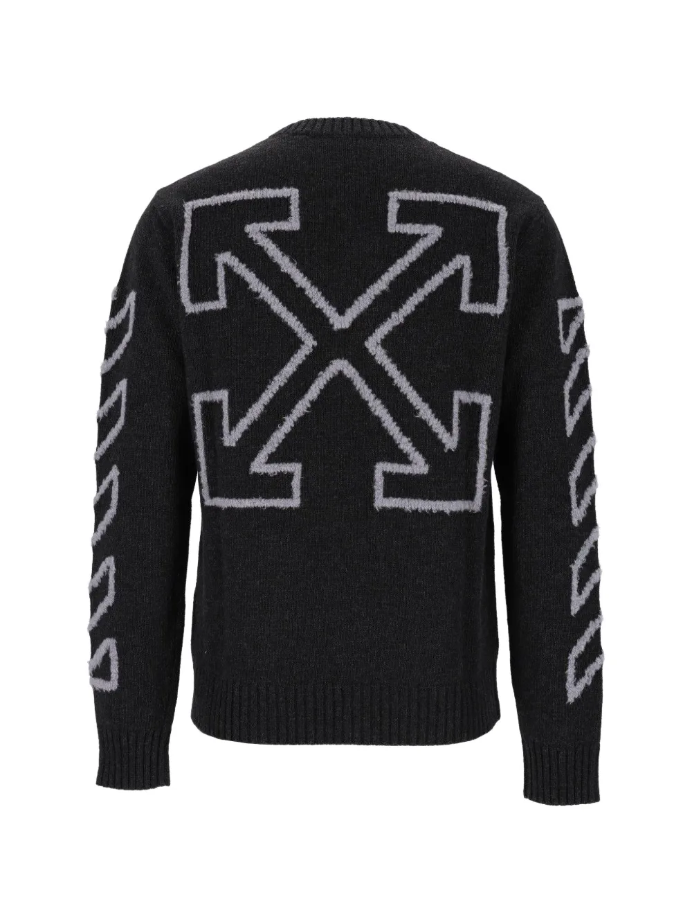 Off-White diagonal arrow fuzzy crewneck sweater Grijs