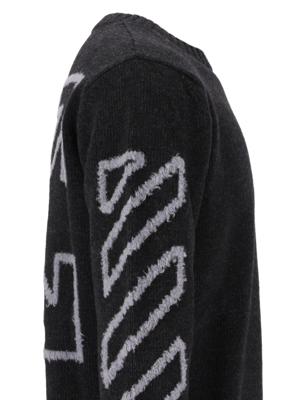 Off-White diagonal arrow fuzzy crewneck sweater Grijs