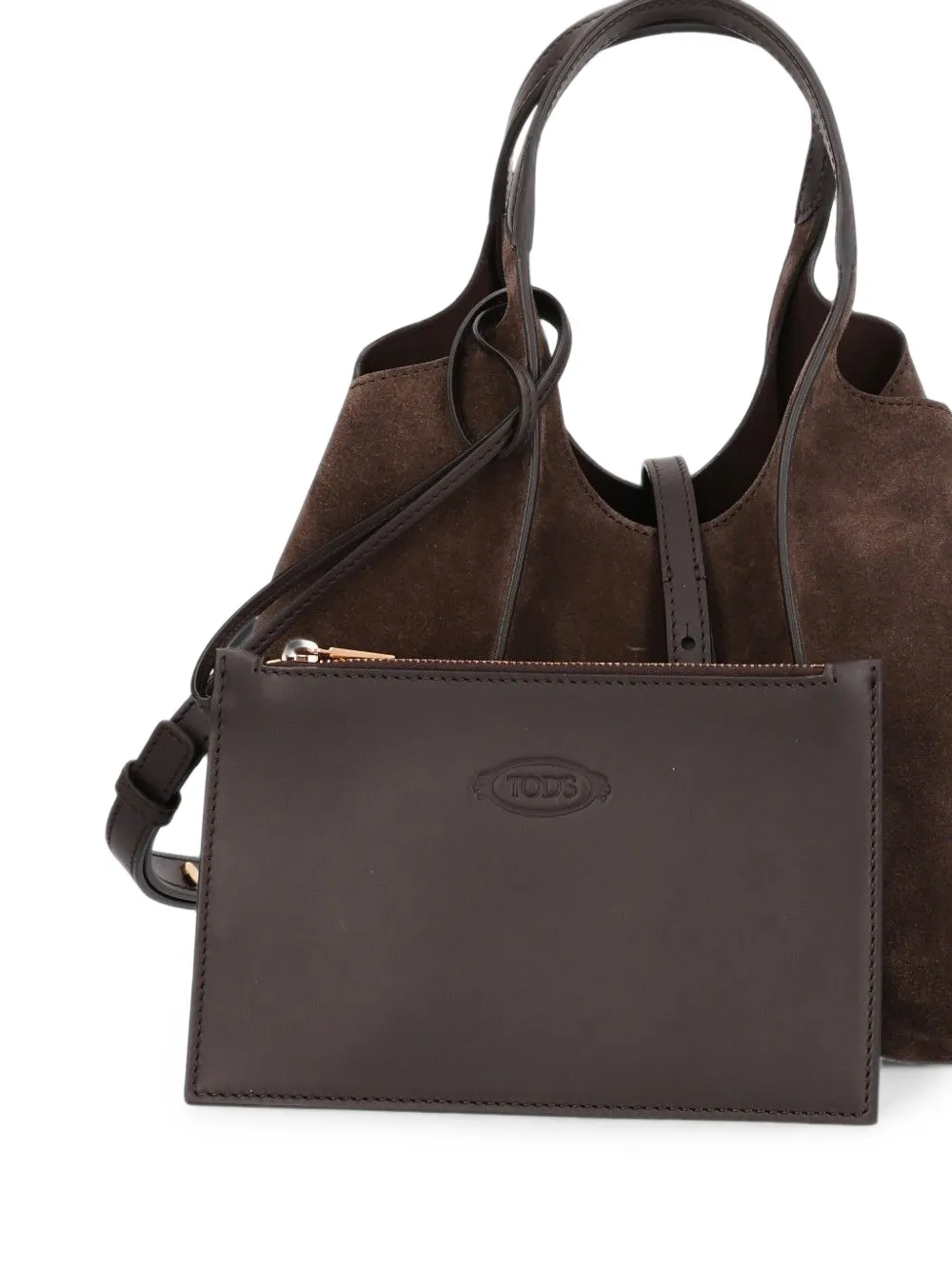 Tod's T Timeless suède mini-shopper Bruin
