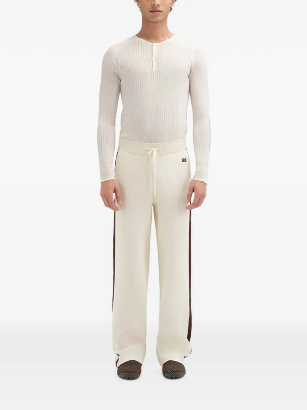 Wales Bonner Tide Logo-embroidered Side-stripe Track Pants in White, view 2