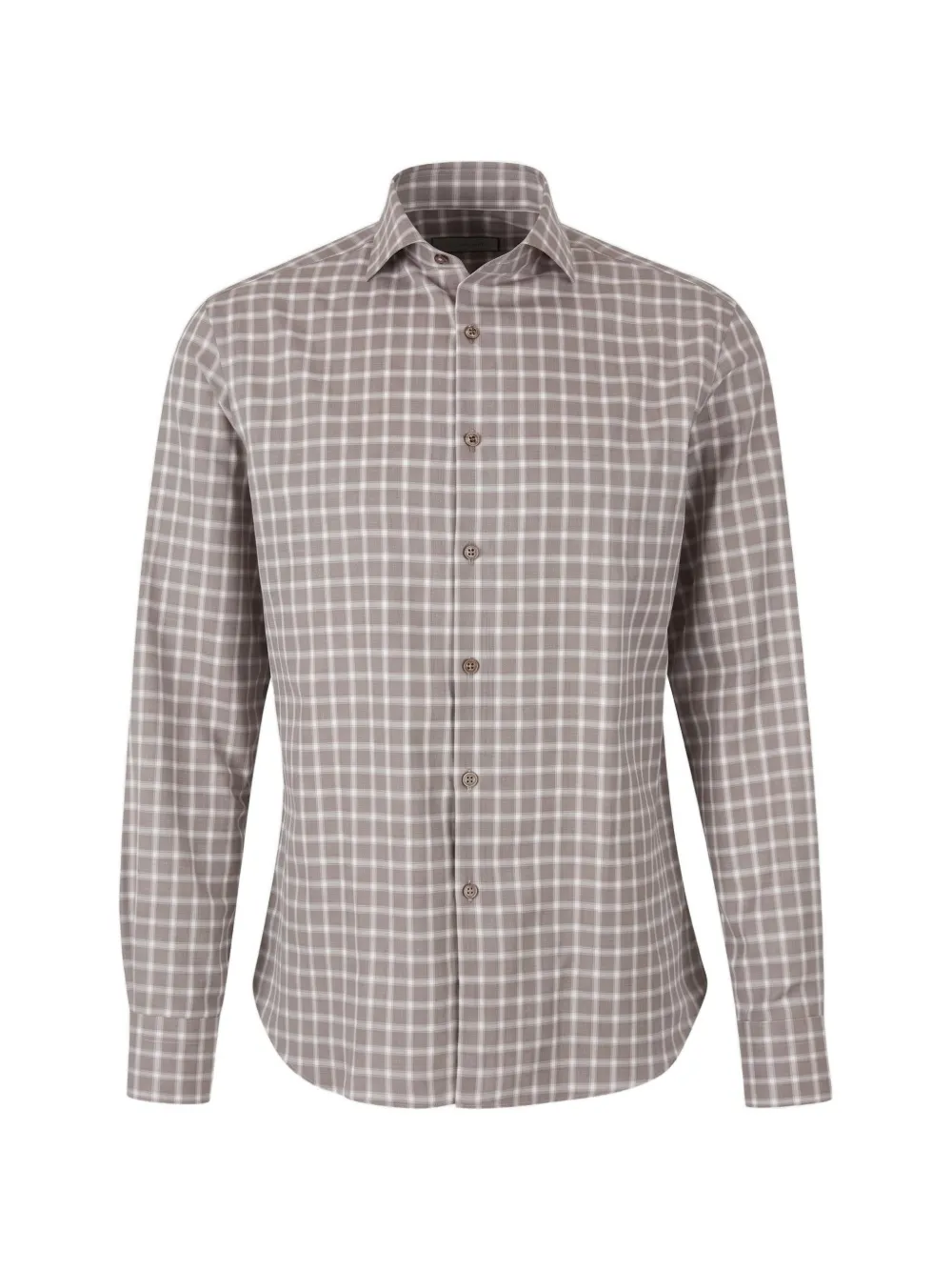 Canali check-print long-sleeve shirt Bruin