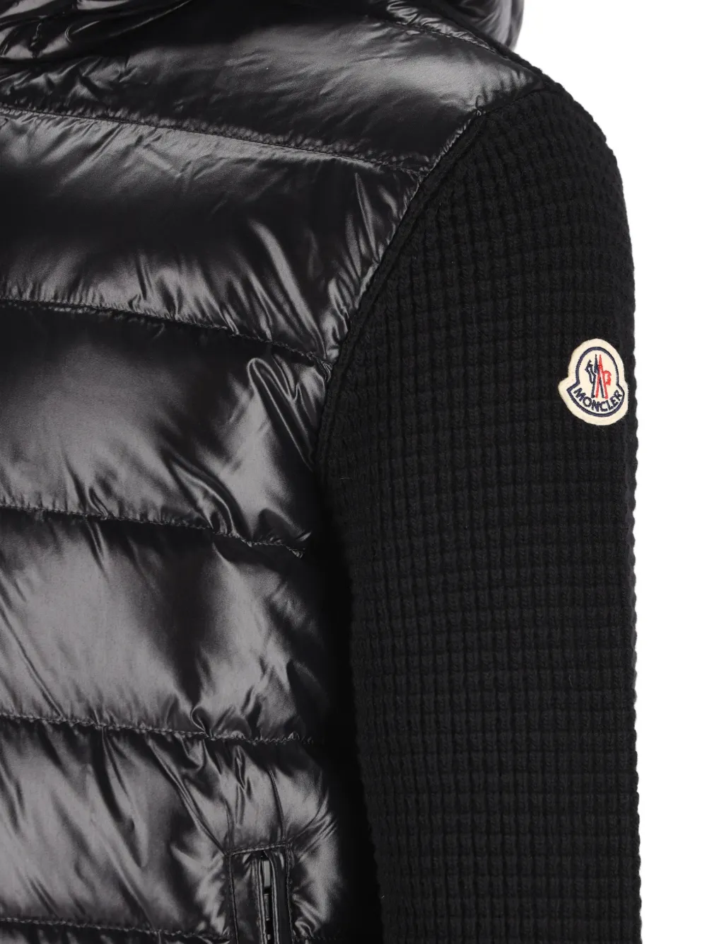 Moncler Gebreid jack met gewatteerd vlak Zwart