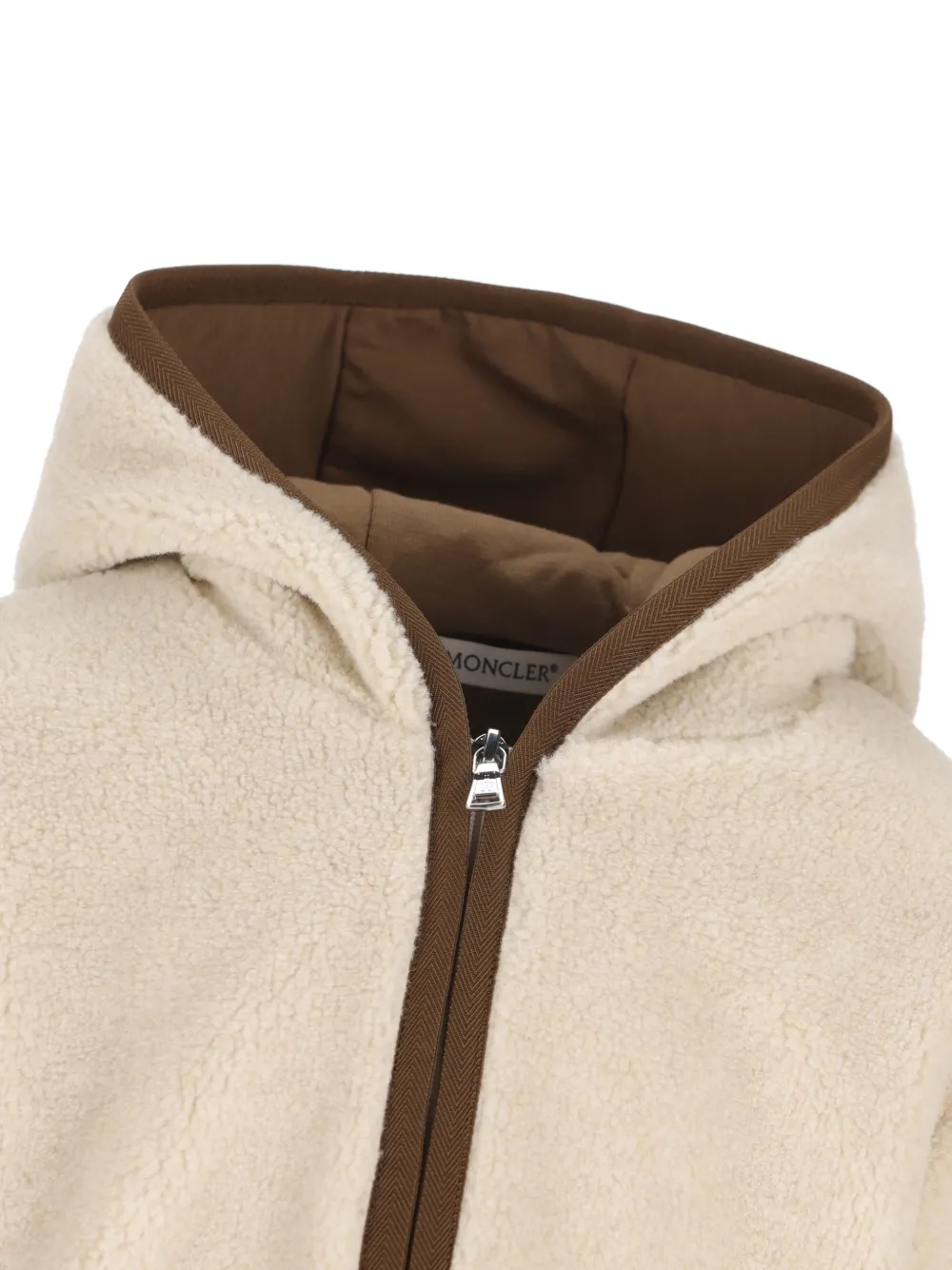 Moncler Enfant Fleece hoodie met rits Beige
