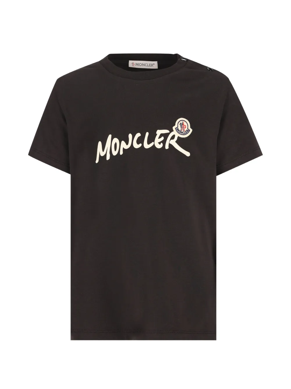 Moncler Enfant logo-print button-detail T-shirt Zwart