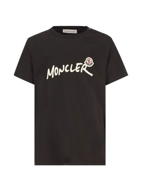Moncler Enfant logo-print button-detail T-shirt