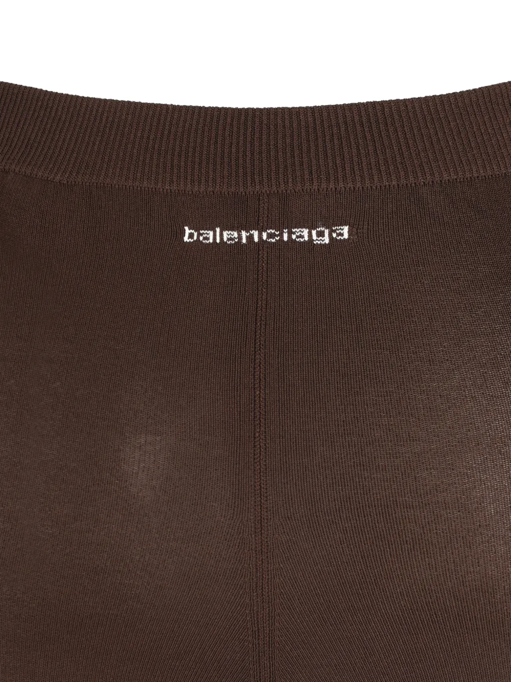 Balenciaga logo-embroidered ribbed-waistband leggings Bruin