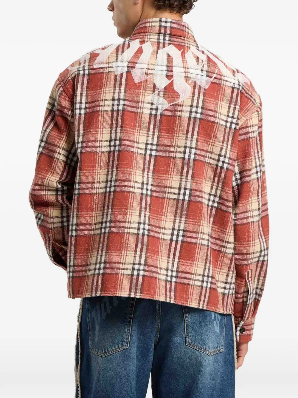 Palm Angels Geruit shirtjack Oranje