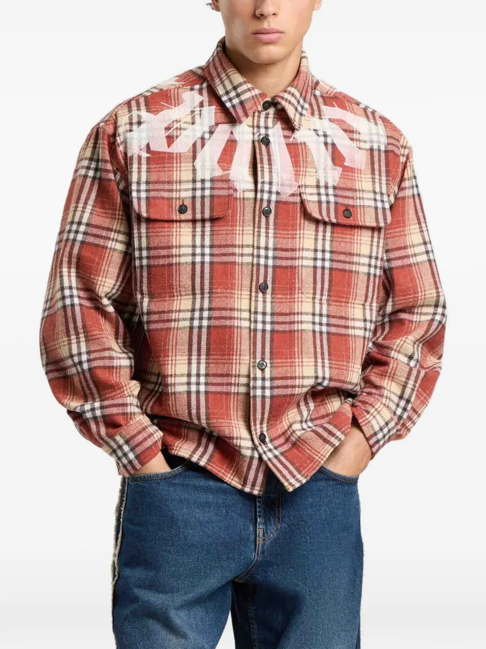 Palm Angels Geruit shirtjack Oranje