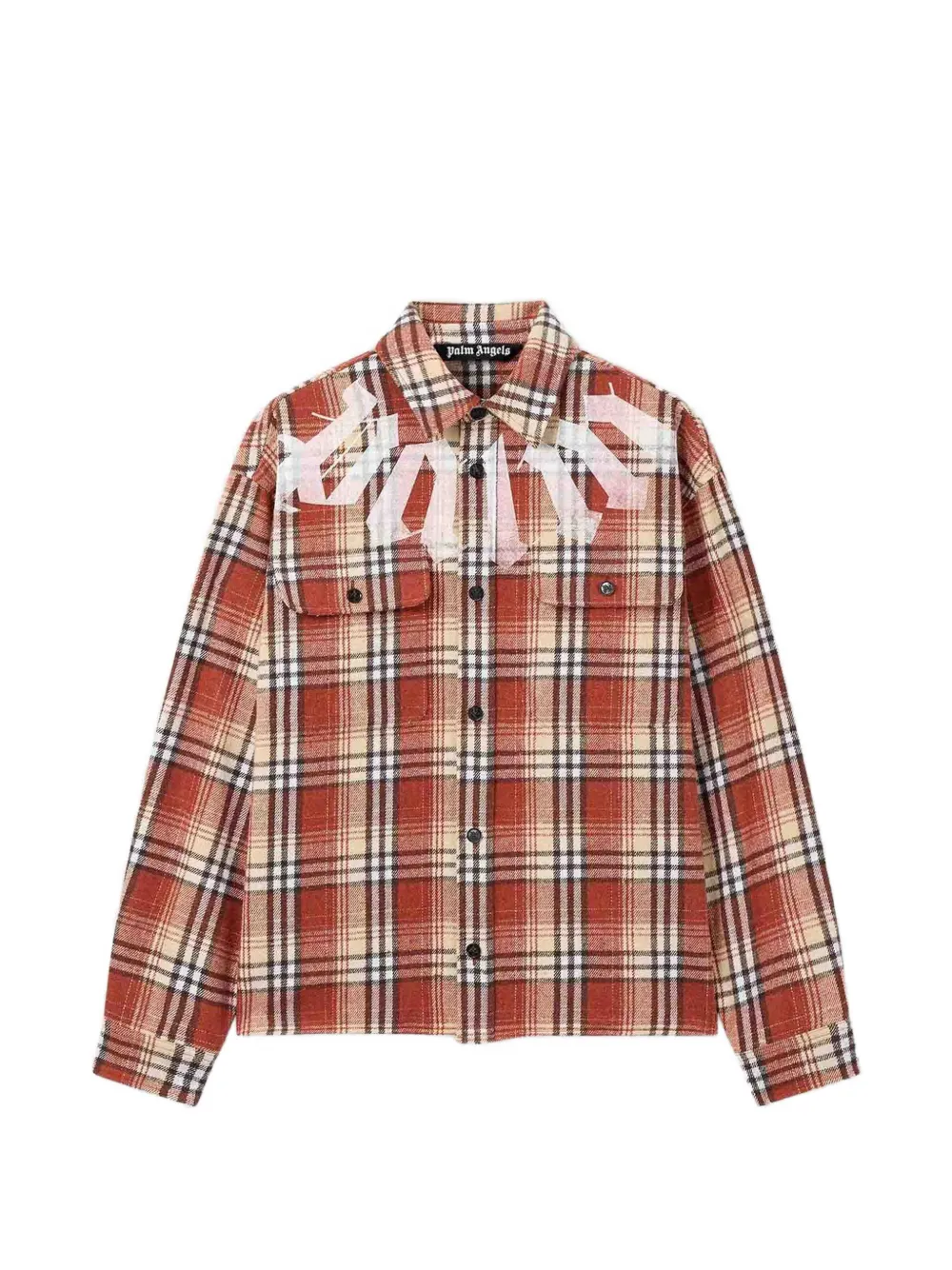 Palm Angels logo-print checked shirt jacket